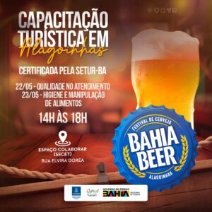 Leia mais sobre o artigo Capacitação Turística para o Bahia Beer 2024: cursos gratuitos de Qualidade no Atendimento e Higiene e Manipulação de Alimentos acontecem semana que vem